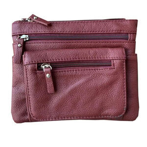 NWT Roma Leathers Wine Red Crossbody with Phone Pocket Belt Loop Clips